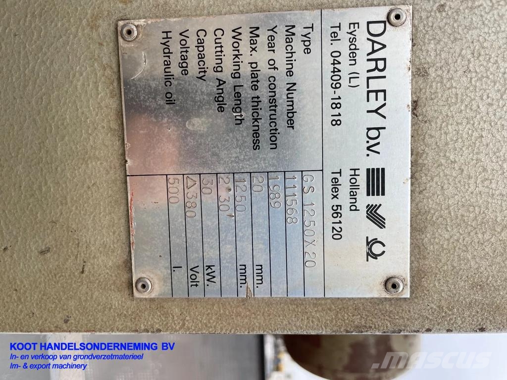 Onbekend Darley plaatschaar Gs1250x20 Gradbeništvo - drugo