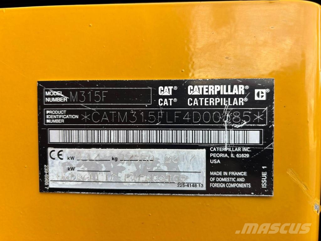 CAT M 315 F TILTROTATOR / AC / CENTRAL LUBRICATION Gumikerekes kotrók