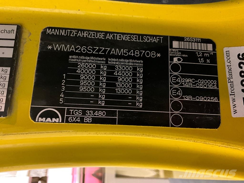 MAN TGS 33.480 6x4 MTS Saugbagger 8 m³ Paine-/imuautot