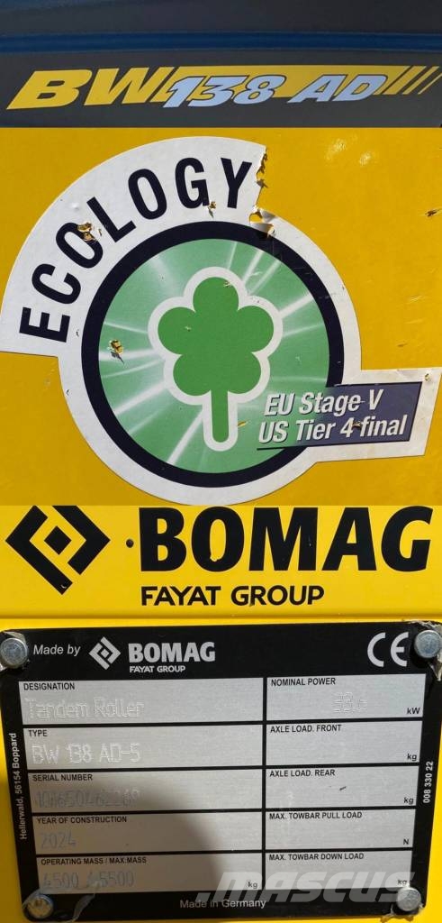 Bomag BW138AD-5/Stage-V 1er Main endommagé Tvåvalsvältar