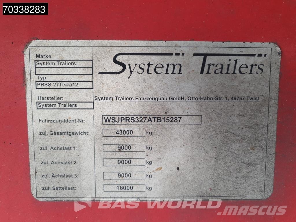 SYSTEM TRAILERS PRSS-27 TERRA12 3 axles APK 05/27 Tents puspiekabes