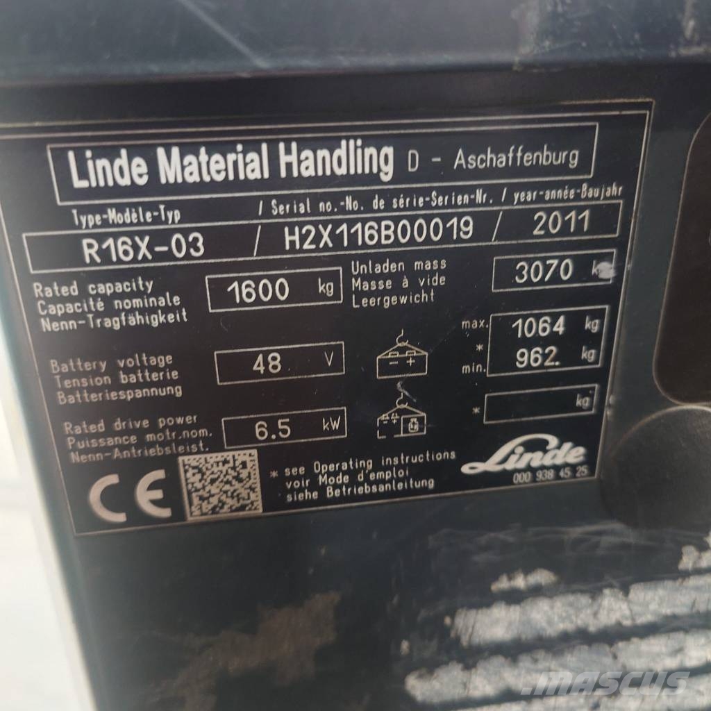 Linde R16X/116 Viljuškari sa pomičnim stupom