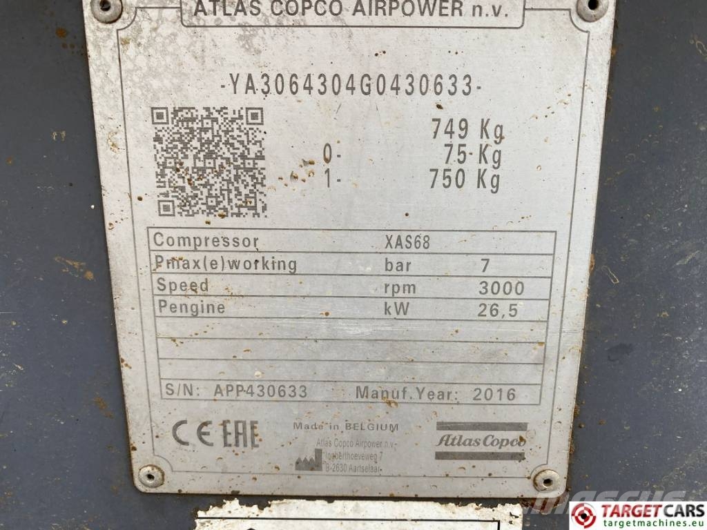 Atlas Copco XAS68 Air Compressor 7Bar 3500L/M Kompresori