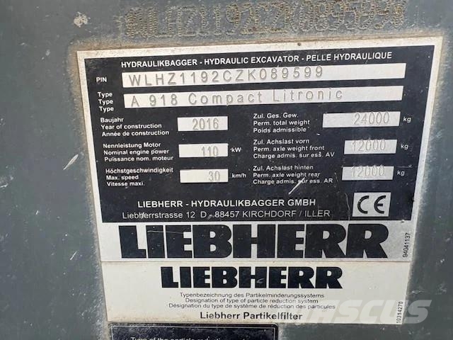 Liebherr A918 Compact Litronic Ratasekskavaatorid