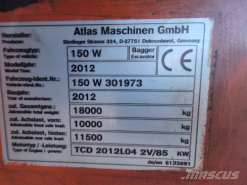 Atlas 150 W Εκσκαφείς με τροχούς - λάστιχα