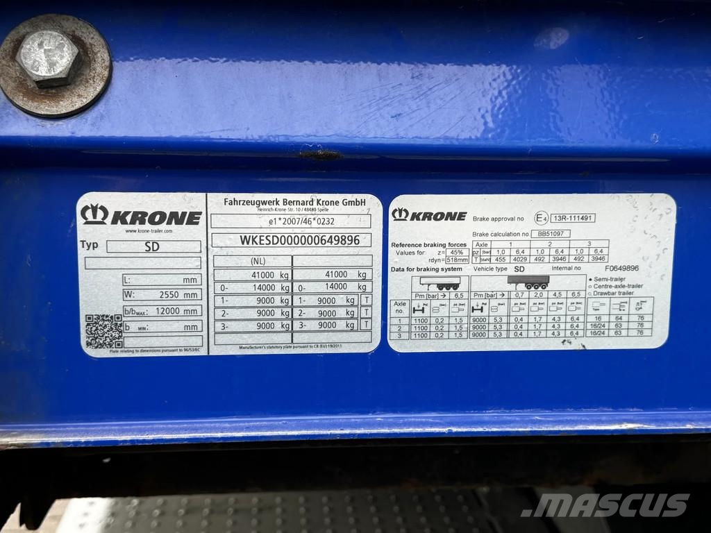 Krone Schuifzeil-Dak / SAF-Disc / Code XL / Huckepack نصف مقطورات بباب جانبي