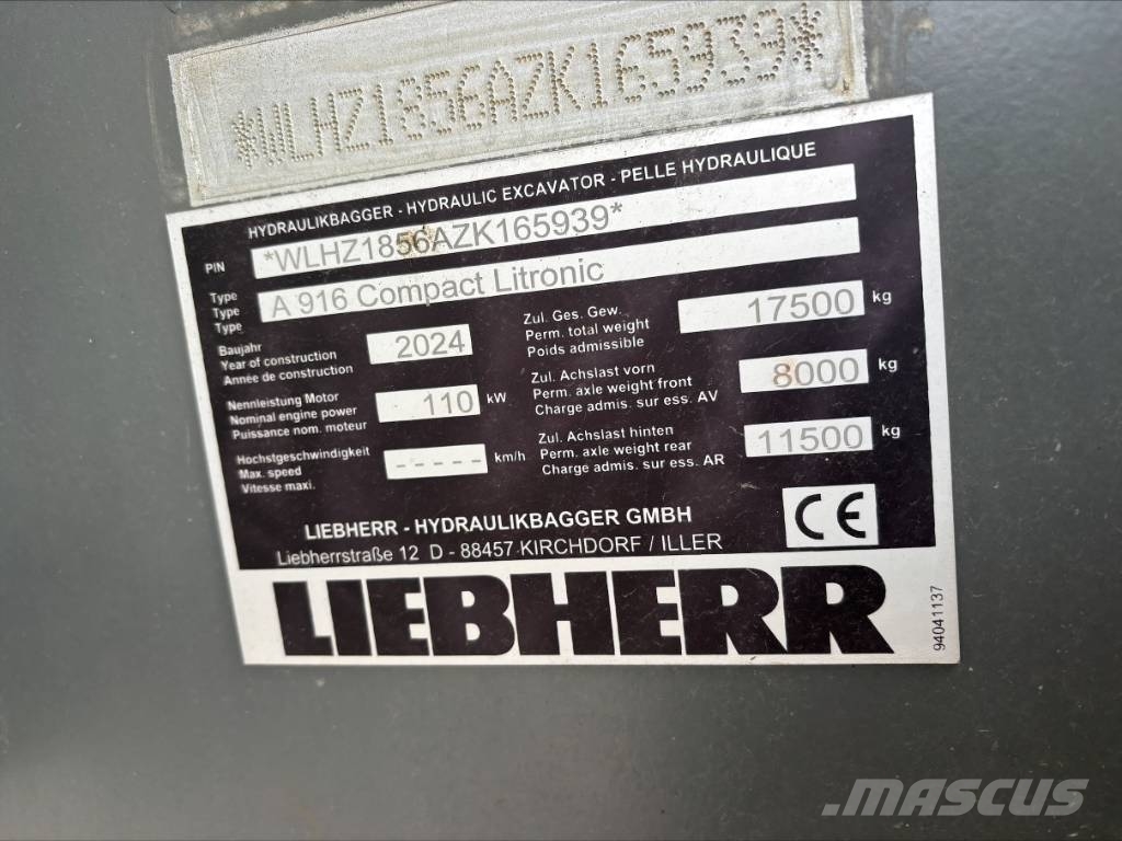 Liebherr A 916 Compact Litronic Ratasekskavaatorid