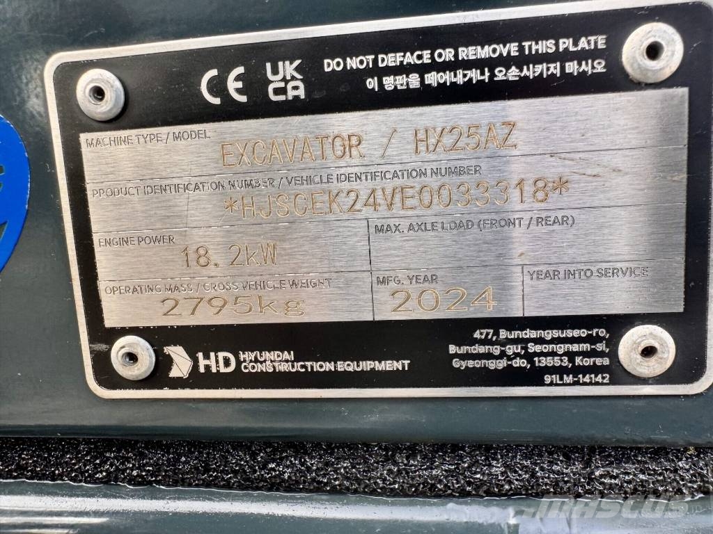 Hyundai HX 25 AZ Minigravemaskiner