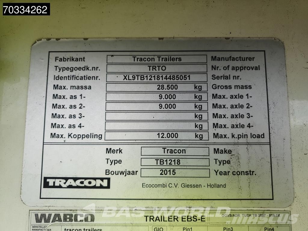 Tracon TRT0 2 axles LZV City Steering Tailgate Koel-vries opleggers