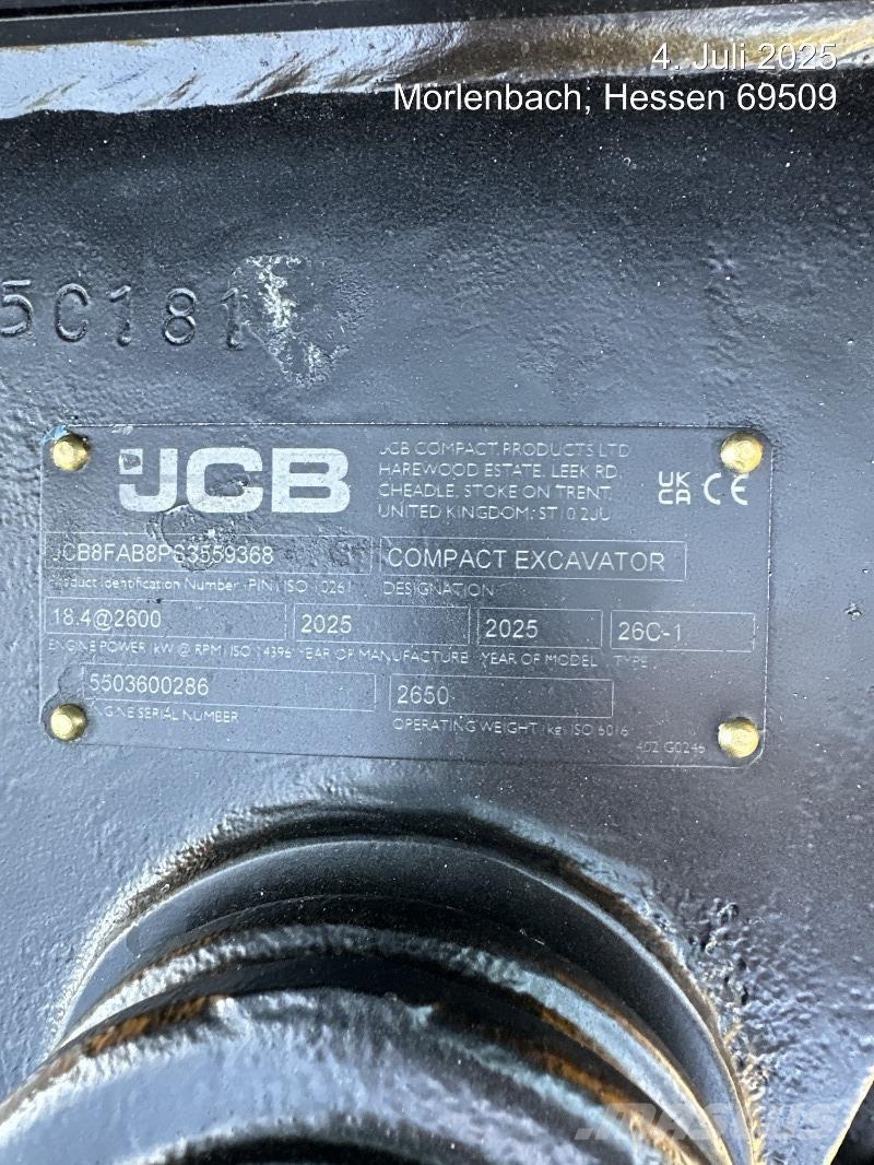 JCB 26C-1 inkl. HS03 Schnellwechsler Miniescavatori