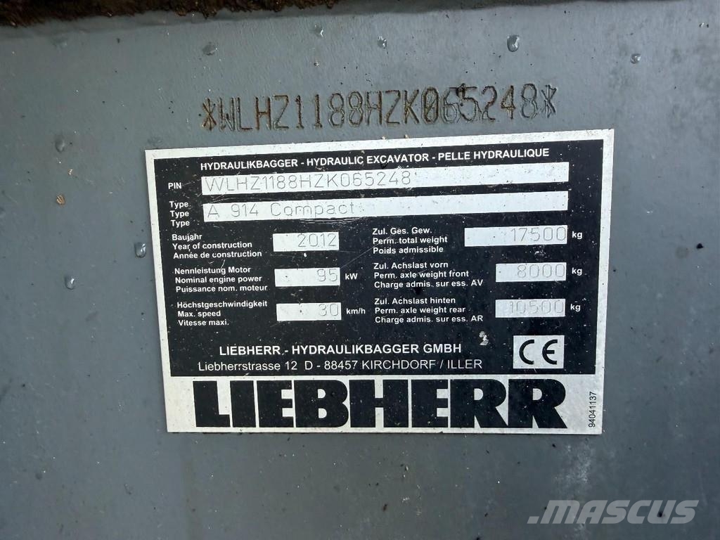 Liebherr A914 Compact Outriggers // Quick Coupler // 5x att Wheeled excavators