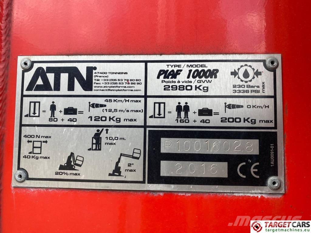 ATN Piaf 1000R Electric Vertical Mast Work Lift 1004cm Plataformas con jaula de elevación