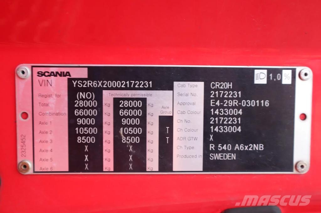 Scania R540 NGS | 6X2 | RETARDER | BULLBAR | EURO 6 Тягачі
