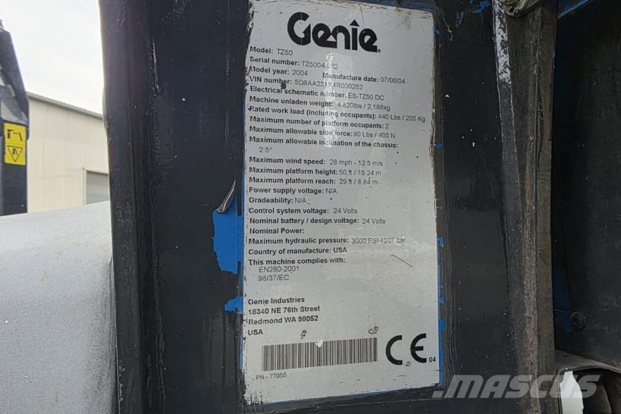 Genie TZ50 Hybrid, 17m Working Height, 9m Reach, 200kg C Aanhanger hoogwerkers