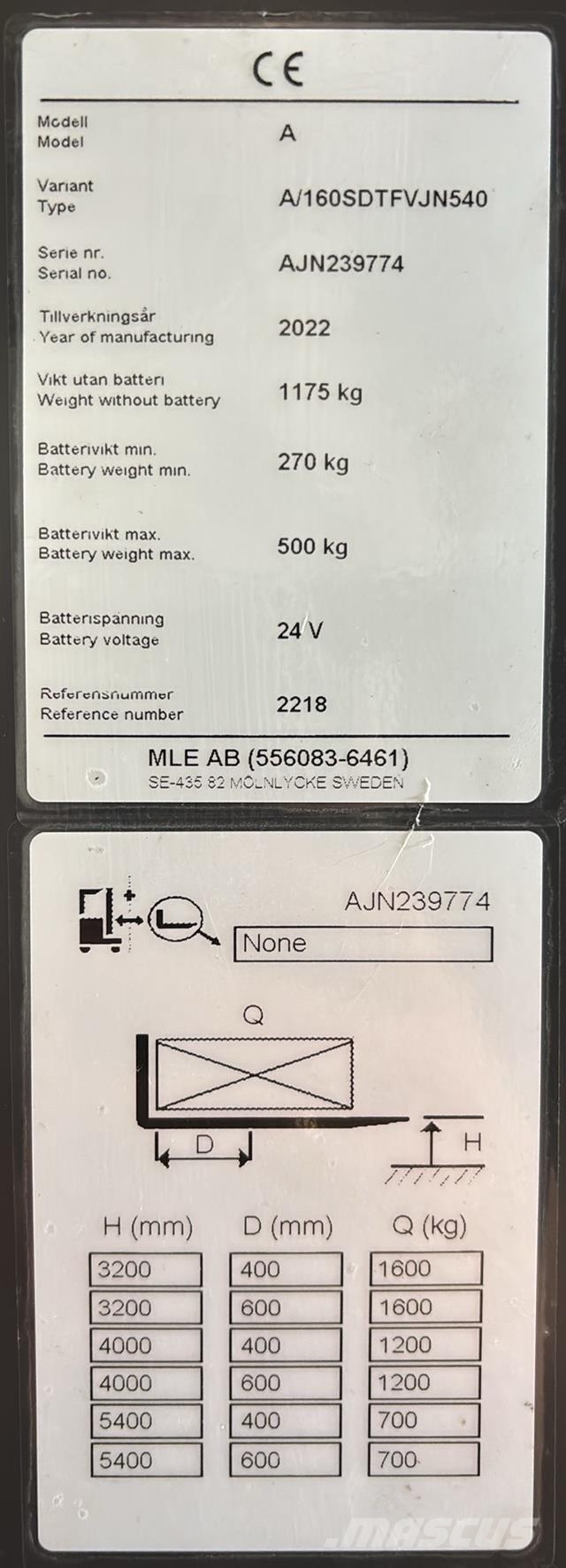 Atlet A160 Ηλεκτρικά παλετοφόρα με ιστό