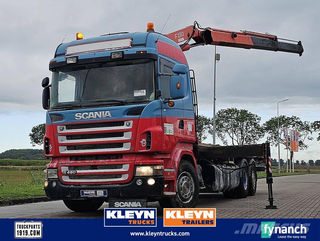 Scania R480 6X2 MANUAL CRANE Camiones de cama baja