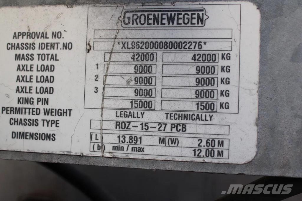 Groenewegen 3x BPW 3 TONS lift Skåptrailer