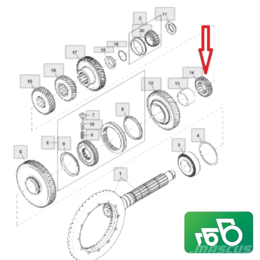 John Deere 6170M Gear PowrQuad™ Gearbox R159386 Podvozky a zavěšení kol