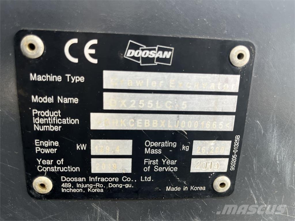 Doosan DX255LC-5 حفارات زحافة