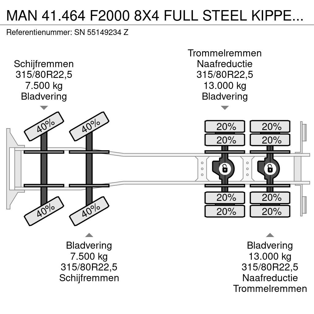 MAN 41.464 F2000 8X4 FULL STEEL KIPPER (EURO 2 / ZF16 Billenő teherautók