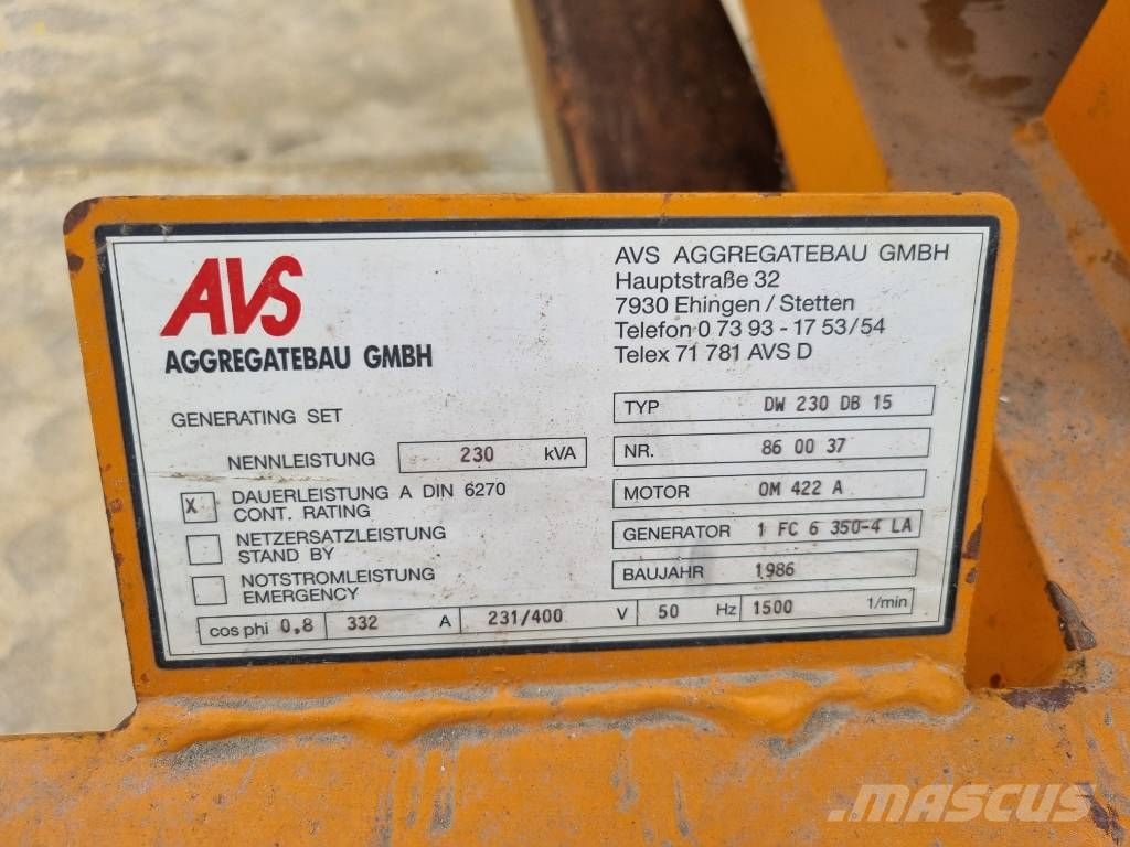 Mercedes-Benz AVS DW 230 DB15 مولدات ديزل