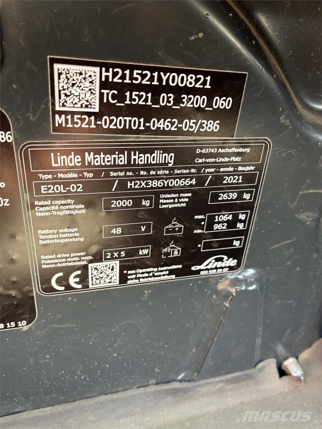 Linde E20L Elektrische heftrucks