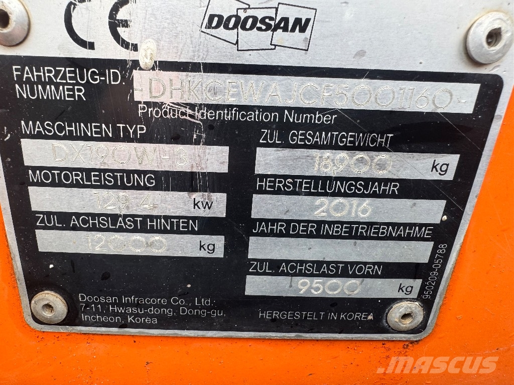 Doosan DX 190 W-3 Wielgraafmachines