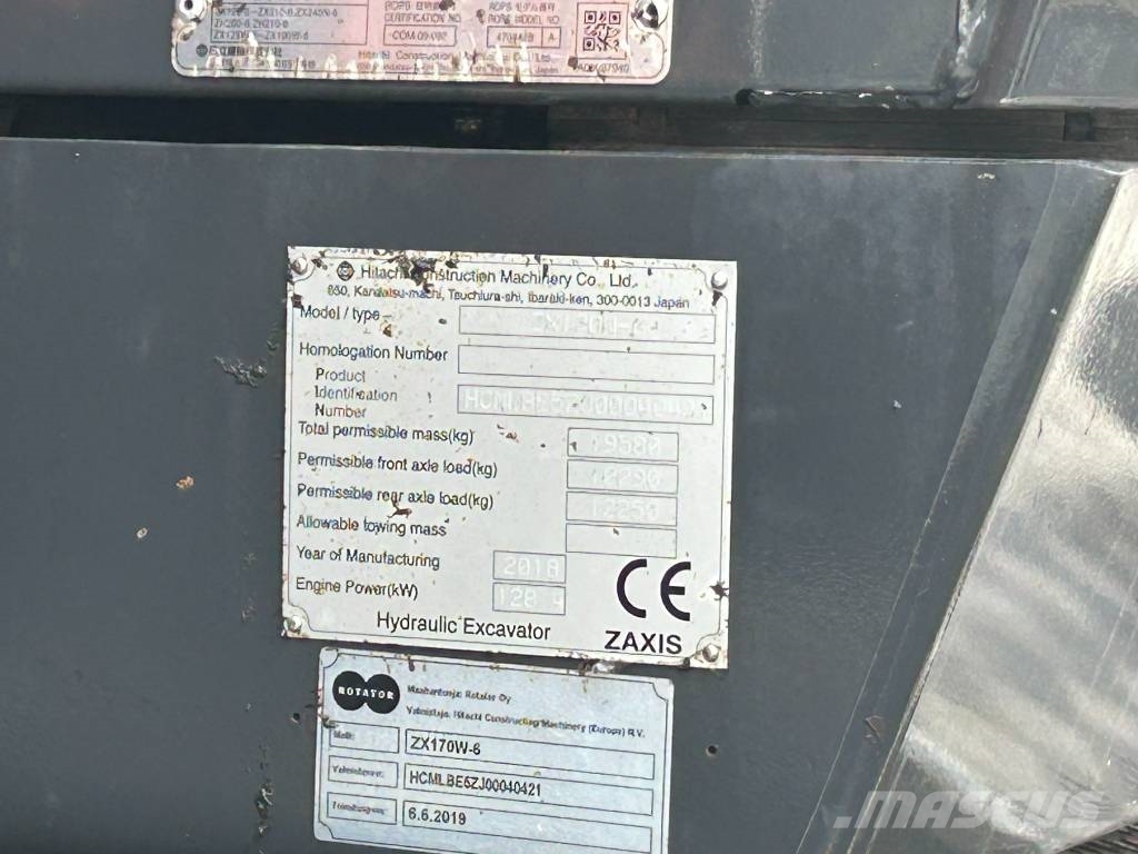 Hitachi ZX 170 W-6, 2018, Tuusula, Uusimaa, Finland - Used wheeled