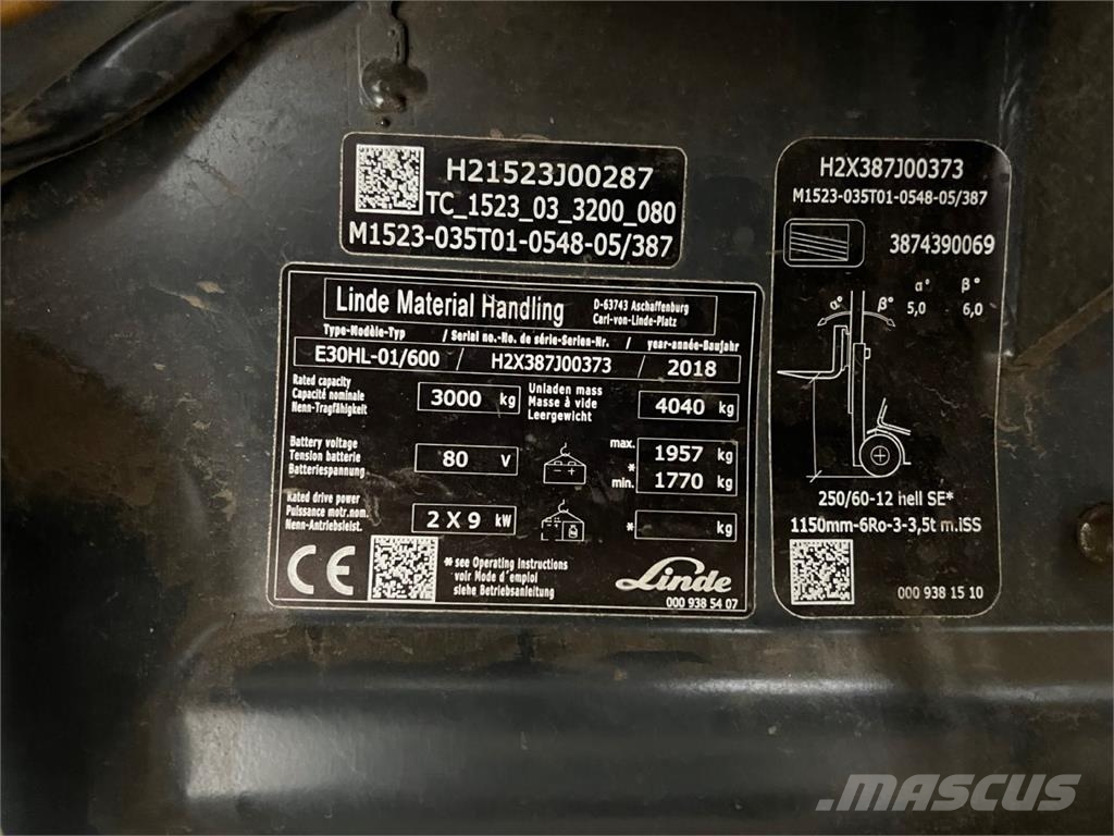 Linde E30/600HL Electric forklifts