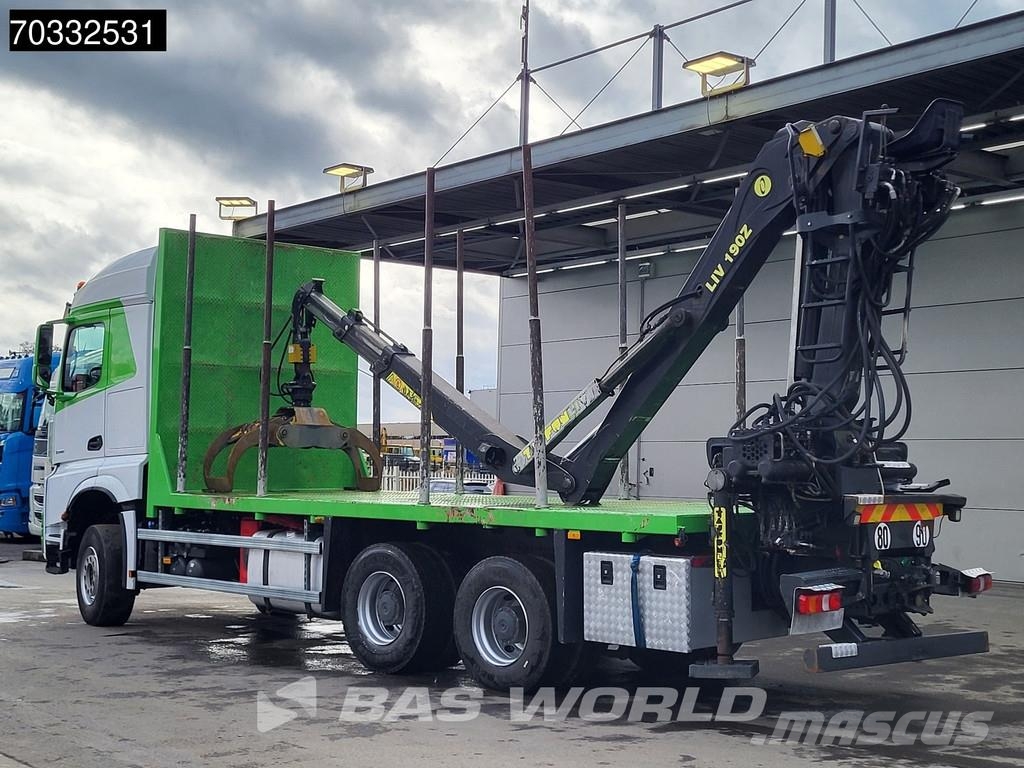 Mercedes-Benz Arocs 3358 Arocs 6X4 TAJFUN LIV 190Z Crane Holztra 木材运输车