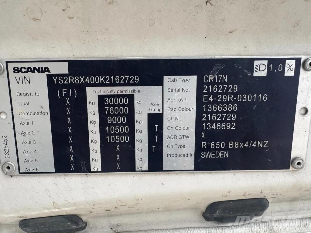 Scania R650 V8 NGS XT 8X4 EURO 6 FULL STEEL Rönkszállító teherautók