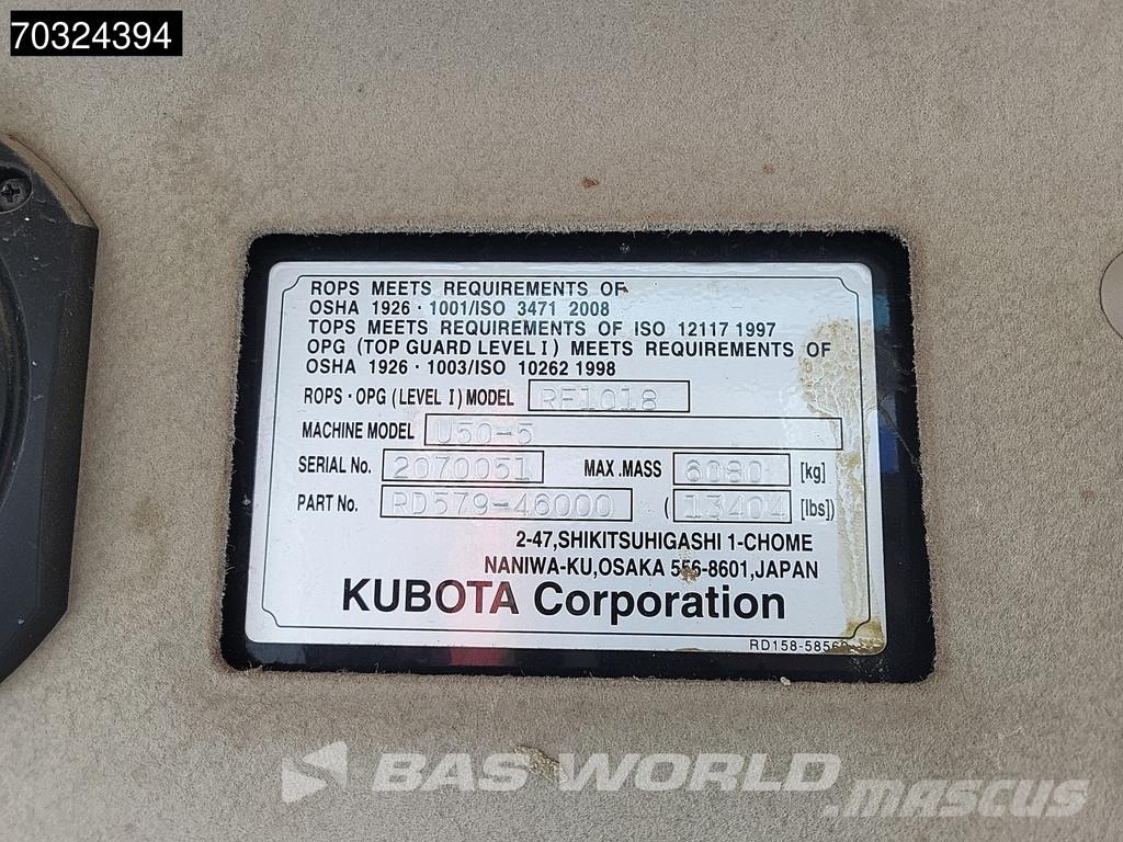Kubota U50 -5 Mini rýpadlá < 7t