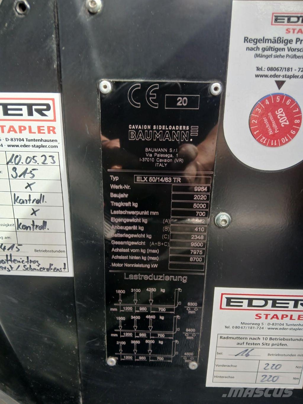 Baumann ELX 50/14/63TR120V Γερανοί πλευρικής φόρτωσης εμπορευματοκιβωτίων
