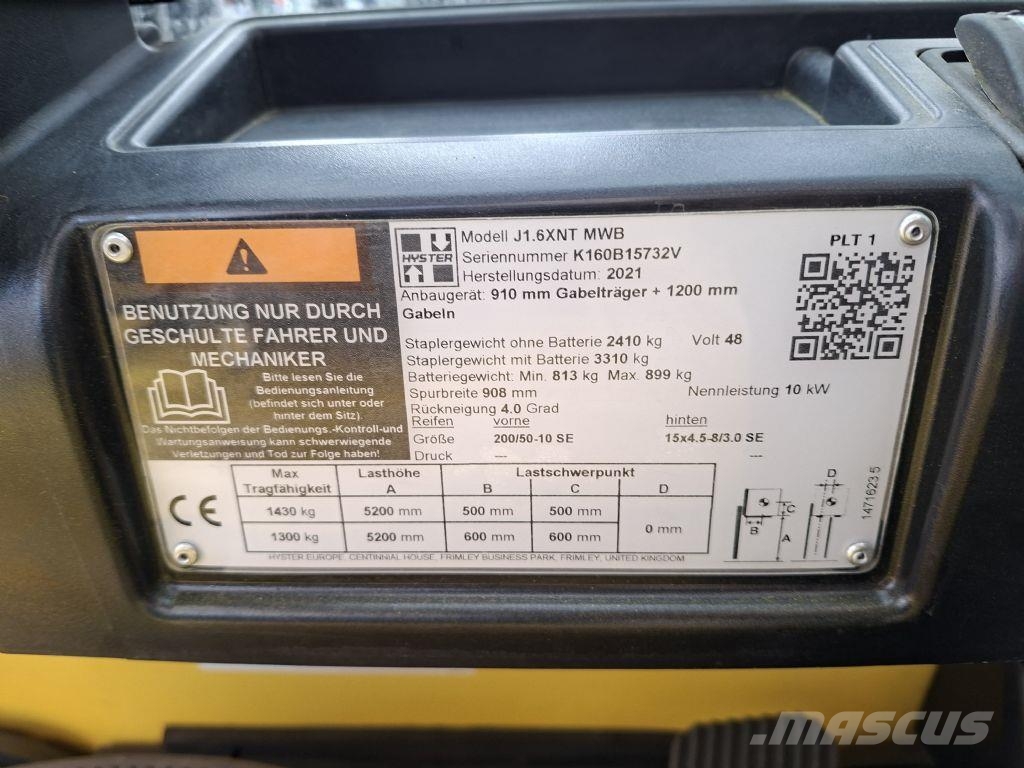 Hyster J 1.6XNTMWB Wózki elektryczne