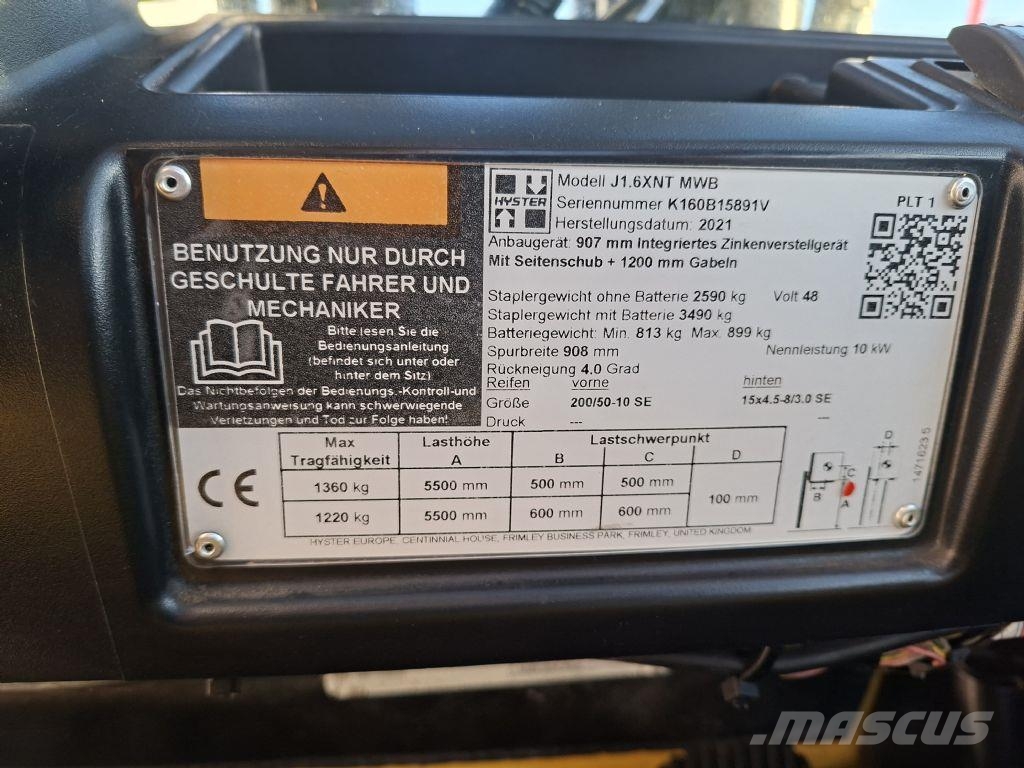 Hyster J 1.6XNTMWB Elektrische heftrucks