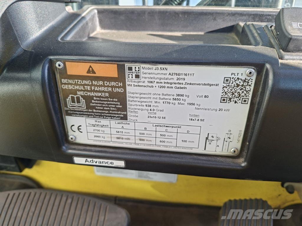 Hyster J 3.5XN Elektrische heftrucks