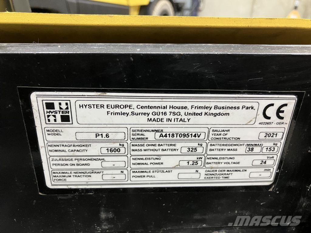 Hyster P 1.6 Χειροκίνητο περονοφόρο ανυψωτικό