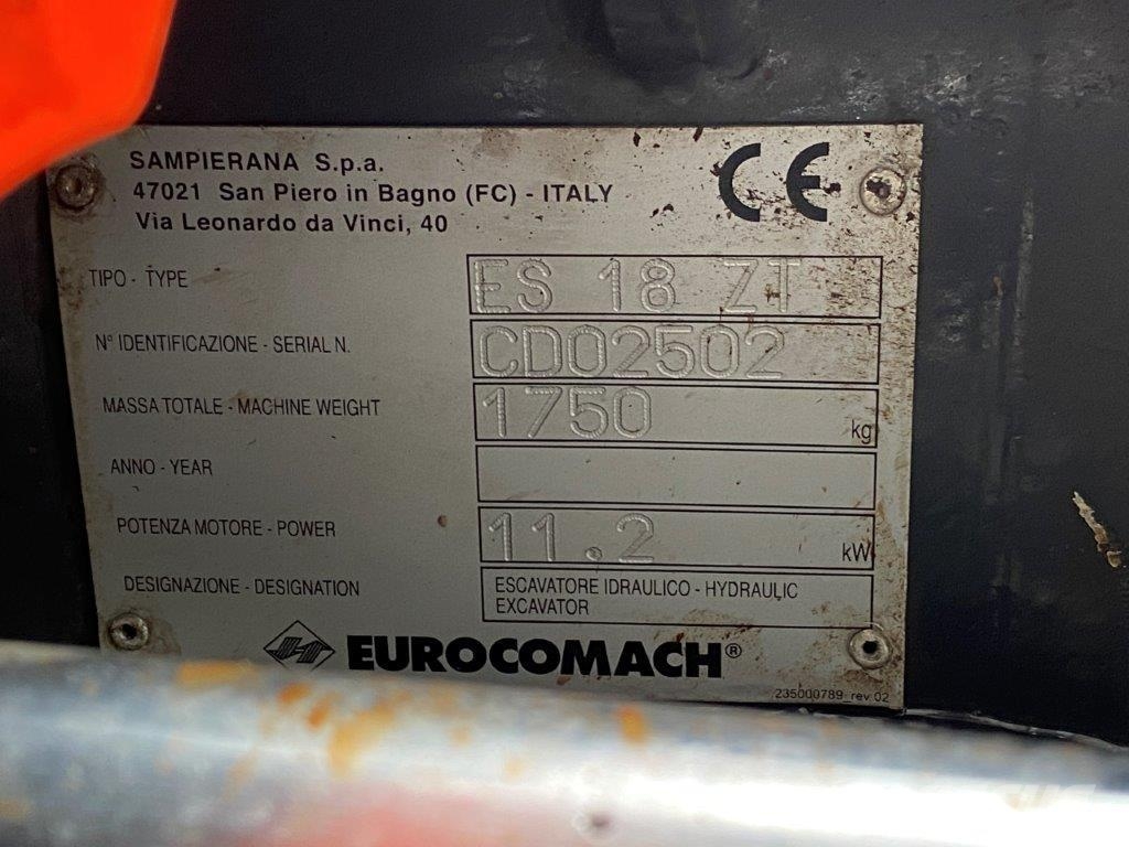 Eurocomach ES 18 ZT Kurzheck-Bagger HS01 hydraulisch Minigravemaskiner