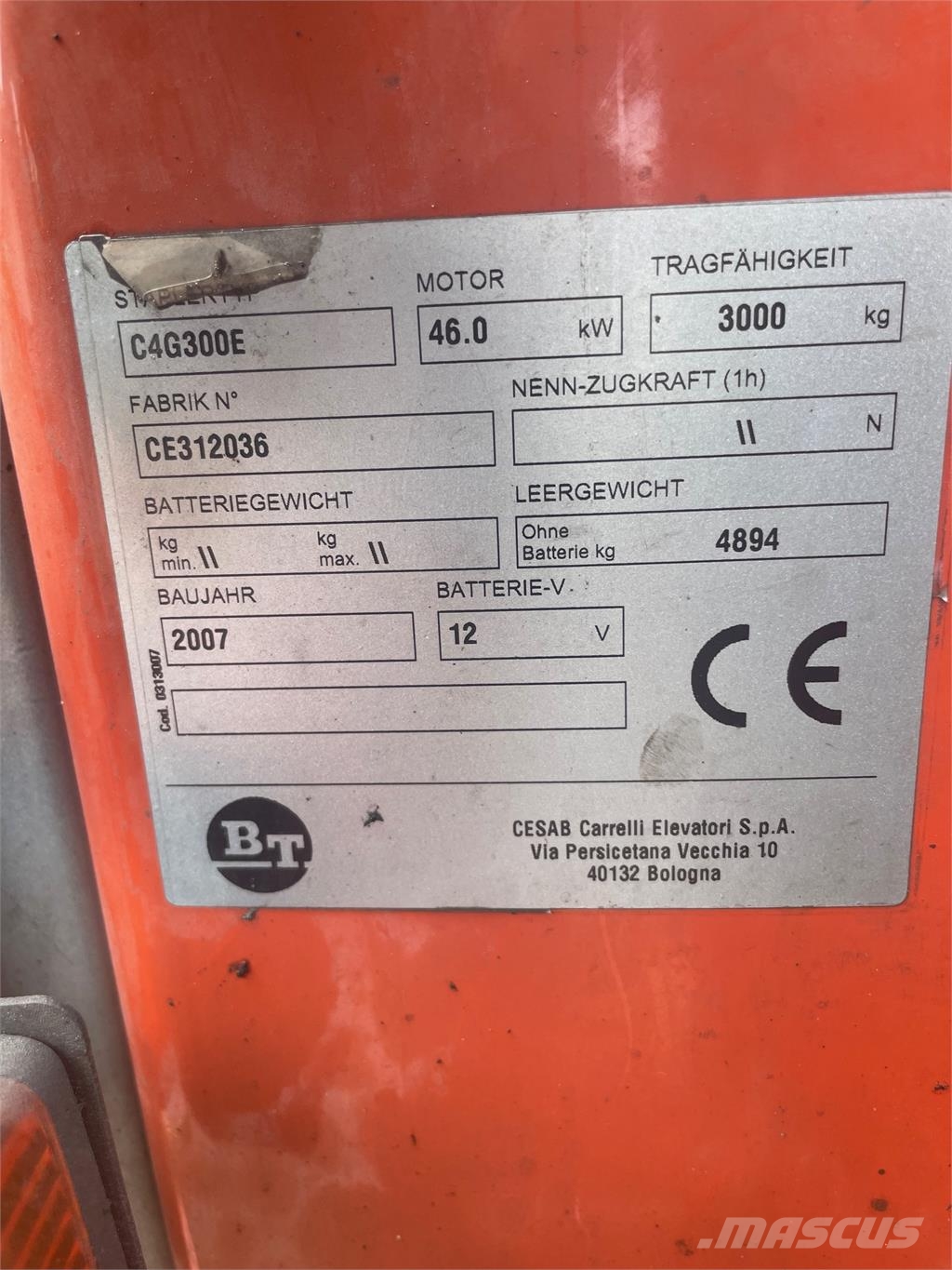 BT C4G300 Περονοφόρα ανυψωτικά κλαρκ με φυσικό αέριο LPG