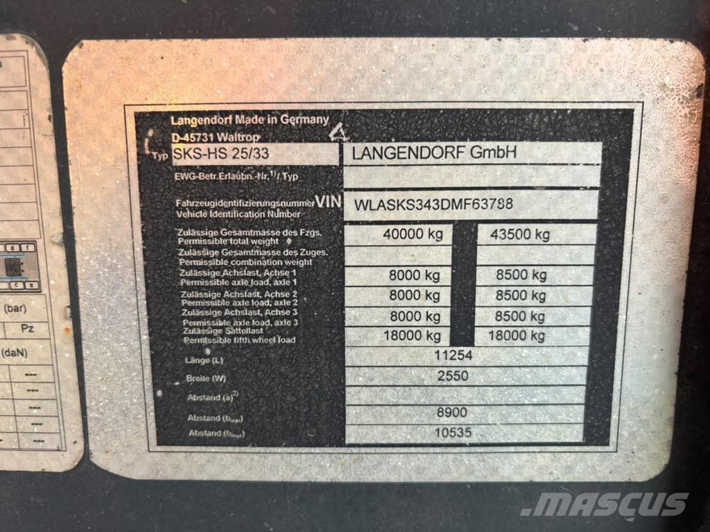 Langendorf SKS-HS BOX L=8183 mm نصف مقطورات قلابة