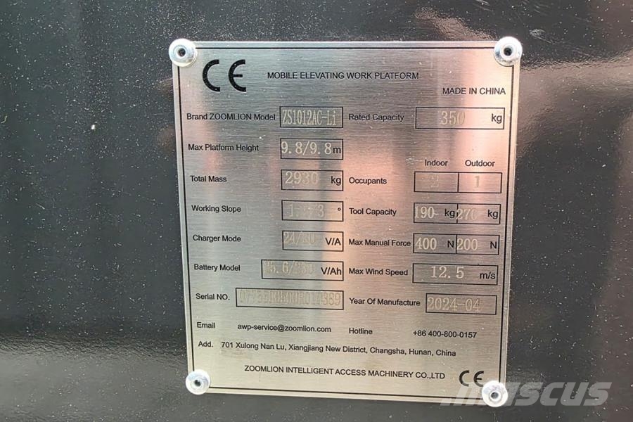 Zoomlion ZS1012AC-LI Unused, Valid Inspection, Electric, 11 剪叉式升降机
