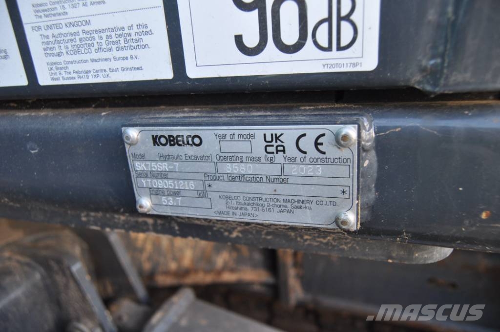 Kobelco SK 75 SR Midi excavators 7t - 12t