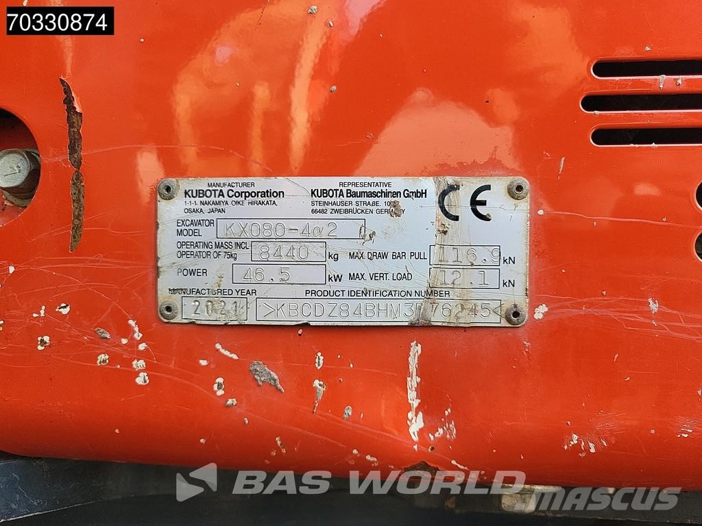 Kubota KX080-4 A/C حفارات صغيرة أقل من 7 طن (حفارات صغيرة)