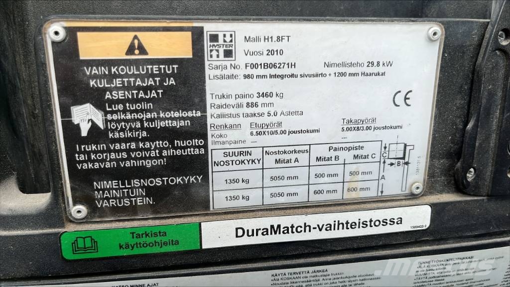 Hyster H 1.8 FT LPG forklifts