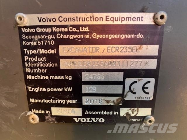 Volvo ECR 235 EL 대형 굴삭기 29톤 이상