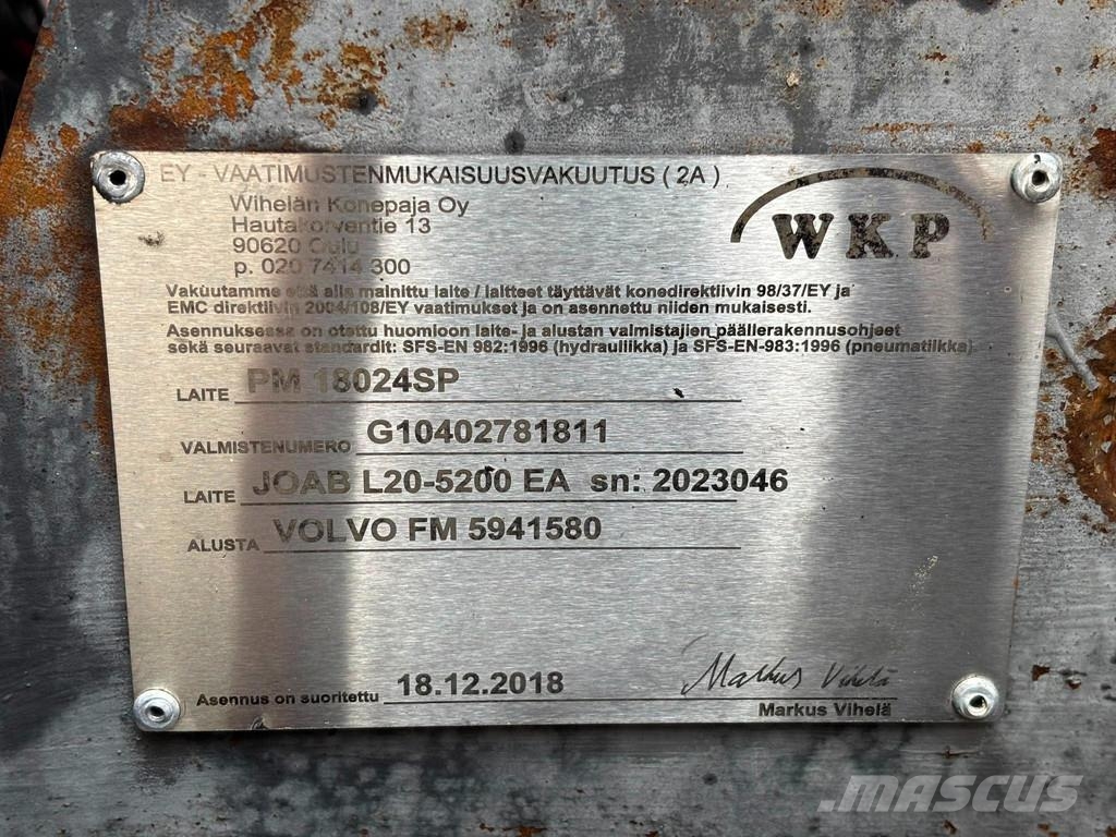 Volvo FM 370 6x2*4 PM 18024 / JOAB L 20 ton / L=5200 mm Smagās mašīnas ar celtni