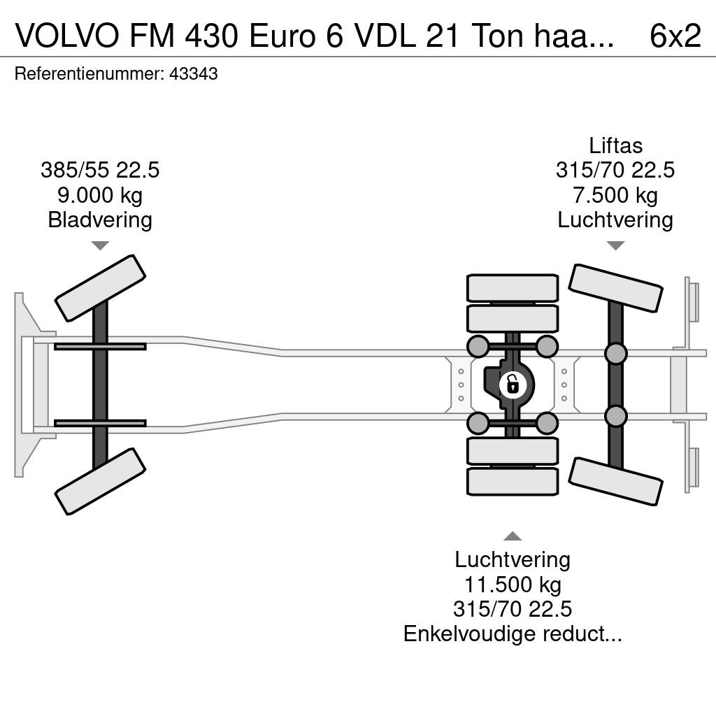 Volvo FM 430 Euro 6 VDL 21 Ton haakarmsysteem Camiones elevadores de gancho