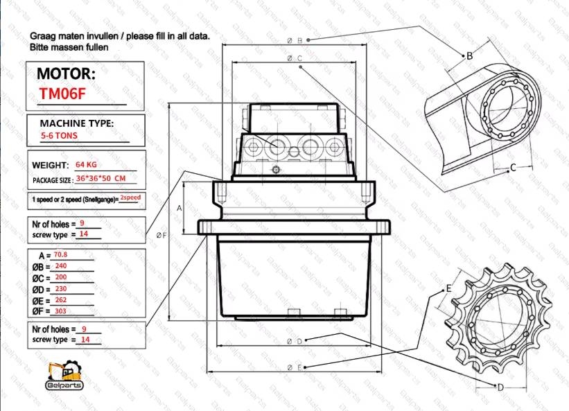 Hitachi MAG-33VP-650 TM06F ZX55 ZX48 ZX68 ZX48U-5A Гусеничні екскаватори