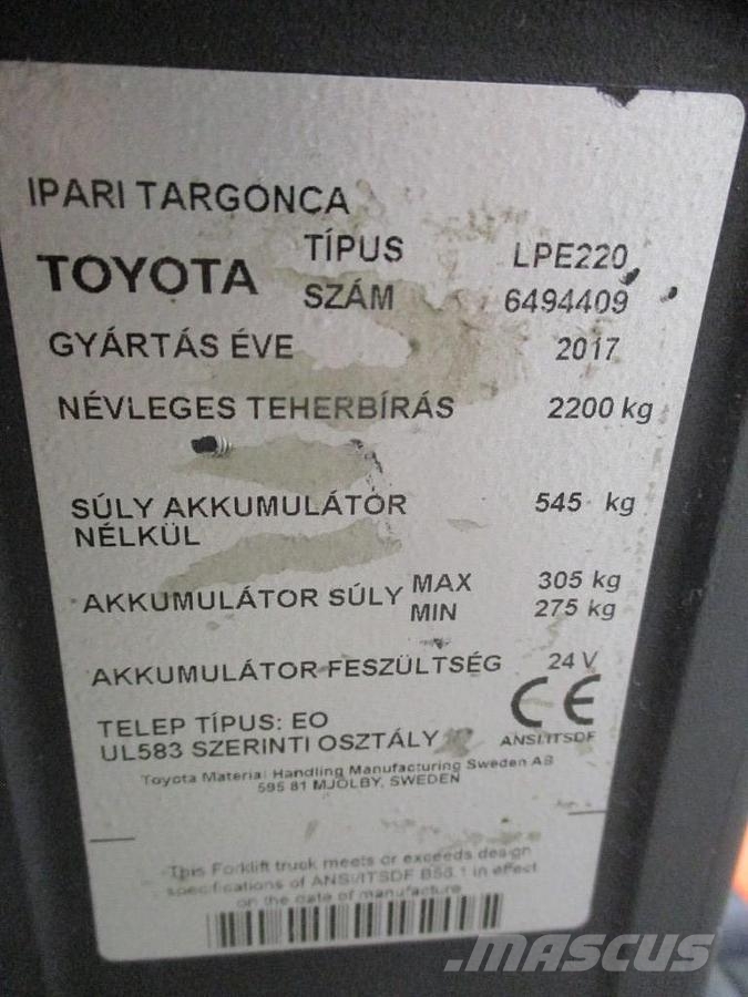 Toyota LPE220 Pallettruck met meerij platform