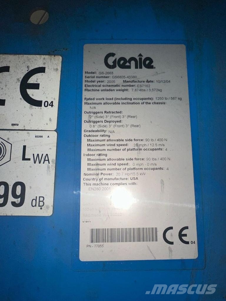 Genie GS 2668 /10 m /567 Kg/ Hubarbeitsbühne Ножични работни платформи
